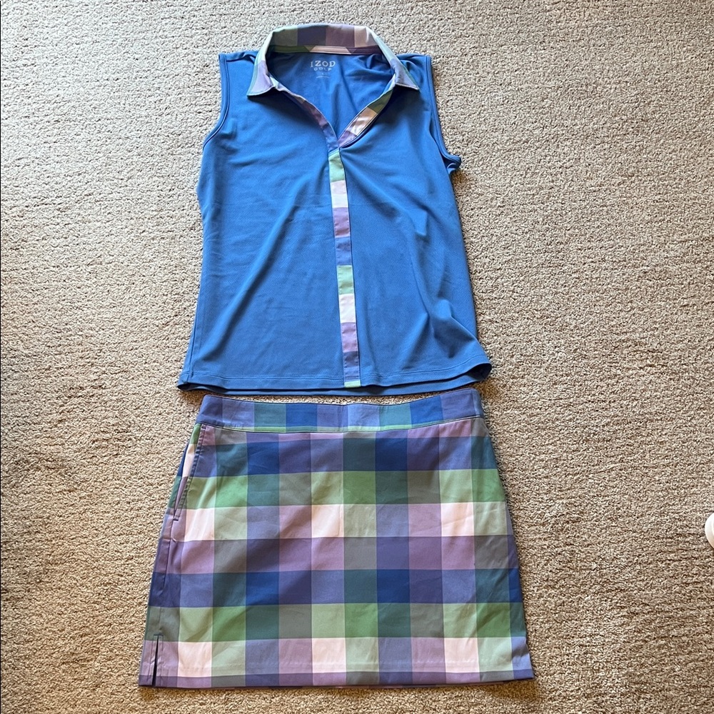 Izod Blue Plaid Golf Set